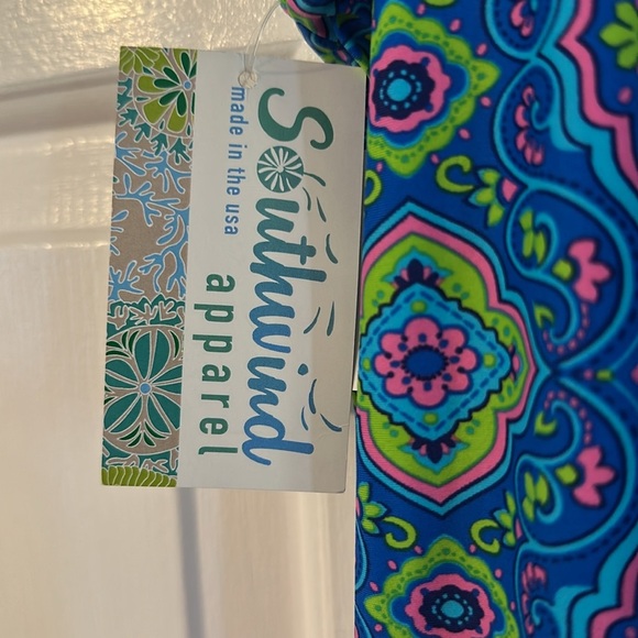 NWT Women’s Southwind Apparel Blue Multi Color Nylon & Spandex Wide Leg Pants - Picture 7 of 10